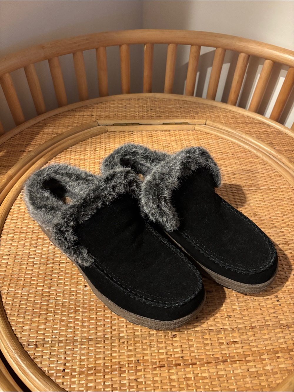 Blondo Black Slip-On Faux-Fur Lined Slippers